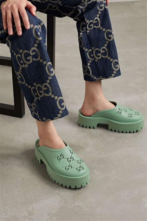 gucci elea perforated rubber platform mules|Gucci perforated rubber sandals.